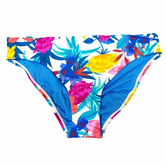 BLEU ROD BEATTIE Floral High Waisted Swim Bottoms White Multicolor Bikini 8 NWT - Picture 4 of 7